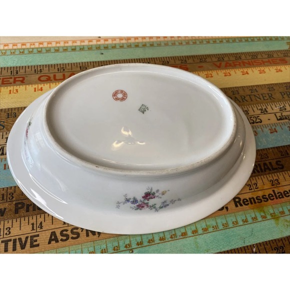 LIMOGES France Haviland Serving Platter Blue Floral Porcelain Bowl Tray 2 Pcs - Picture 4 of 16